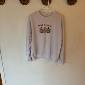 Vintage Peace On Earth Holiday embroidered Sweatshirt size large